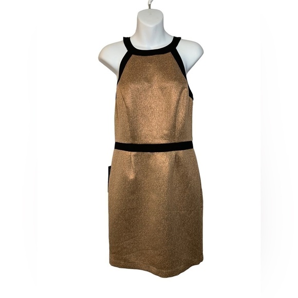 NWT The Limited Halter Rose Gold Black Metallic Bodycon Dress SiE 4 Tall - Picture 1 of 11